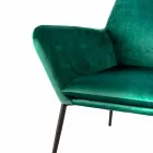 Scaun Lounge Modern din Catifea Petrol Verde și Metal Negru - Tonifiat Viadurini