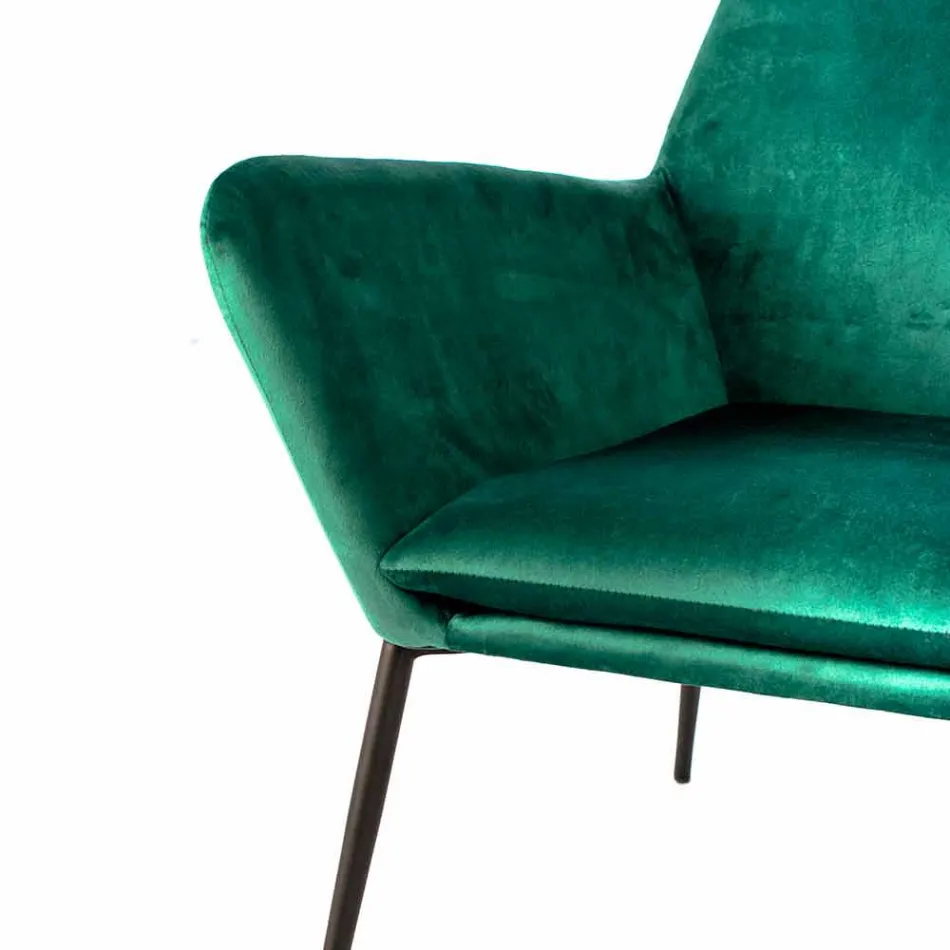 Scaun Lounge Modern din Catifea Petrol Verde și Metal Negru - Tonifiat Viadurini