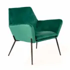 Scaun Lounge Modern din Catifea Petrol Verde și Metal Negru - Tonifiat Viadurini