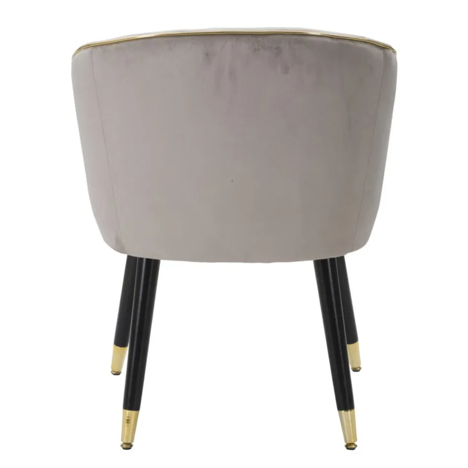 Fotoliu de sufragerie tapițat în țesătură cu picioare moderne din lemn - Ezia Viadurini