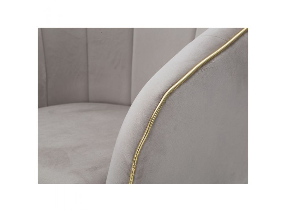 Fotoliu de sufragerie tapițat în țesătură cu picioare moderne din lemn - Ezia Viadurini