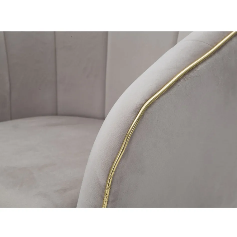 Fotoliu de sufragerie tapițat în țesătură cu picioare moderne din lemn - Ezia Viadurini