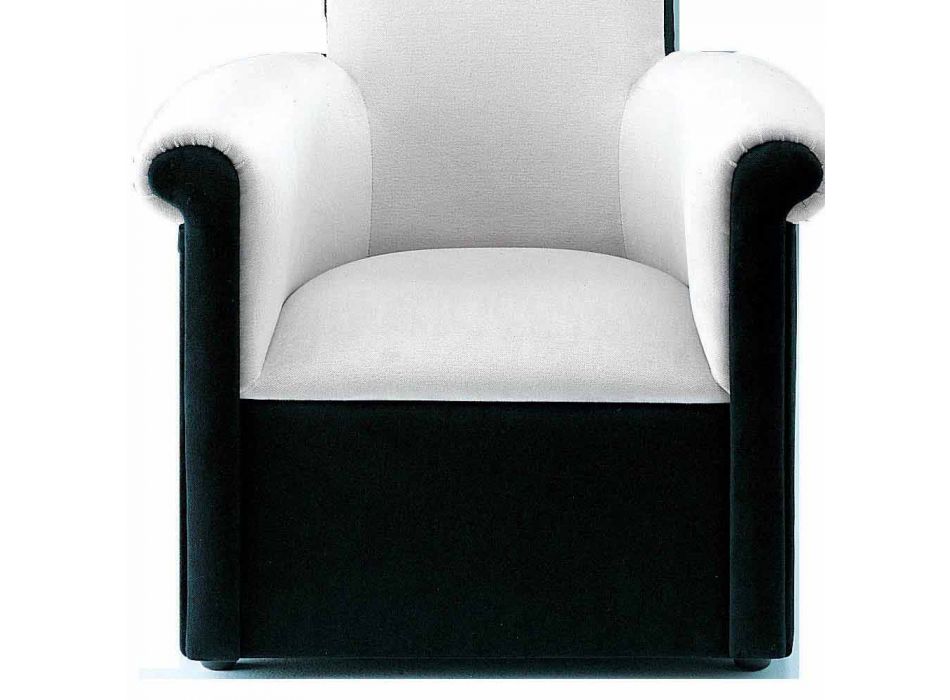 Fotoliu de sufragerie tapițat în catifea alb-negru Fabricat în Italia - Gedda Viadurini