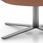 Fotoliu rotativ de living din piele și metal Fabricat în Italia - Fluture Viadurini