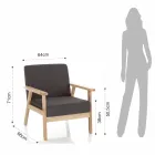 Fotoliu de sufragerie din lemn masiv de pin si stofa gri inchis - Basilicata Viadurini