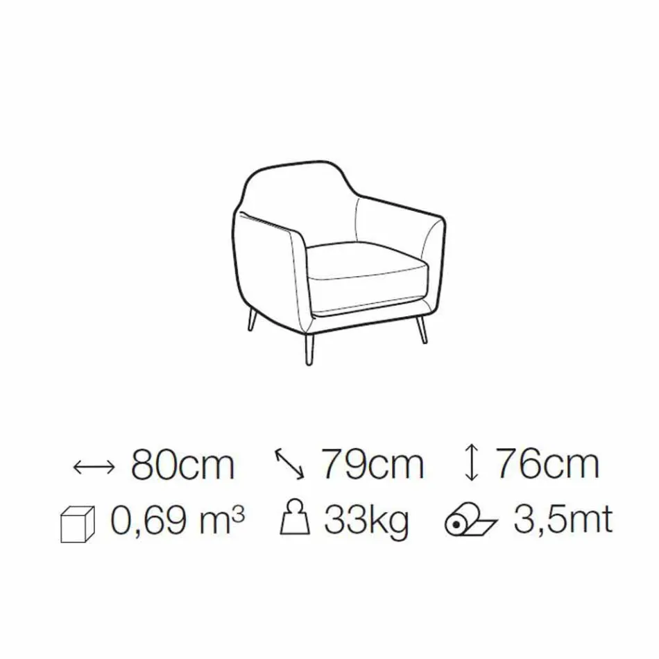 Fotoliu living din țesătură cu picioare metalice Made in Italy - Cireș Viadurini