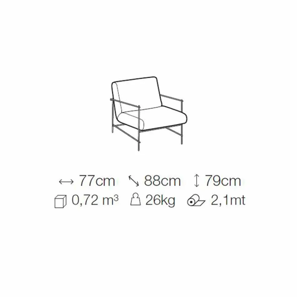 Fotoliu din living din țesătură cu structură metalică Fabricat în Italia - Manila Viadurini