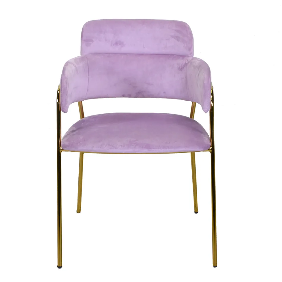 Fotoliu de living din metal auriu și catifea - Flag Viadurini