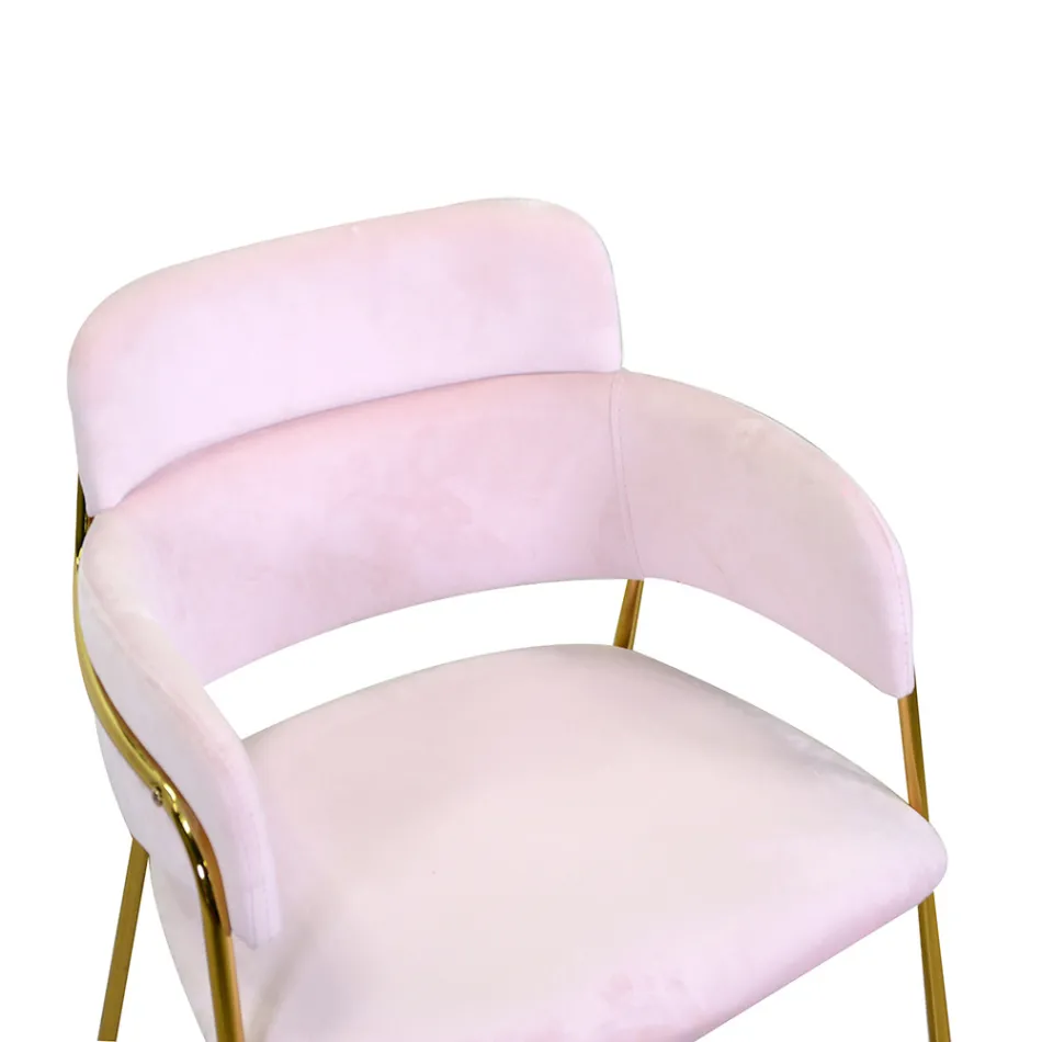 Fotoliu de sufragerie din metal auriu și catifea - Flag Viadurini