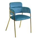 Fotoliu de living din metal auriu și catifea - Flag Viadurini