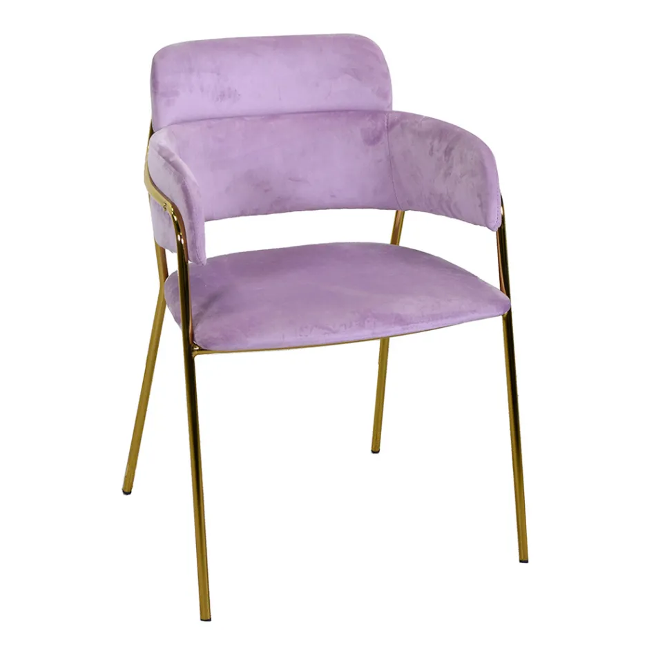 Fotoliu de living din metal auriu și catifea - Flag Viadurini