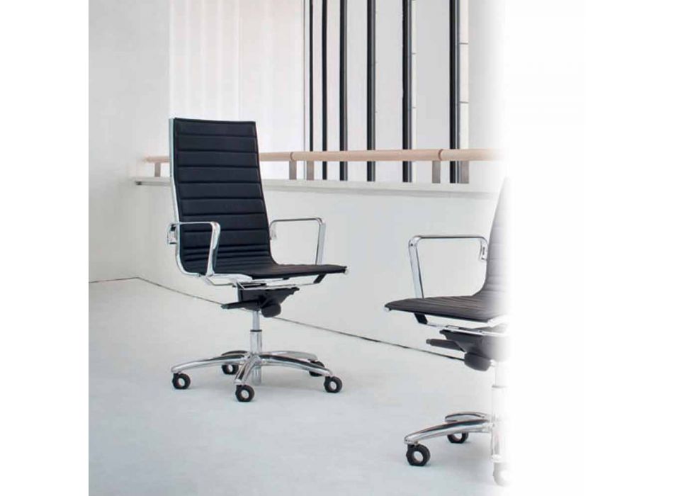 Executive scaun de birou din piele sau material textil Light Luxy Viadurini
