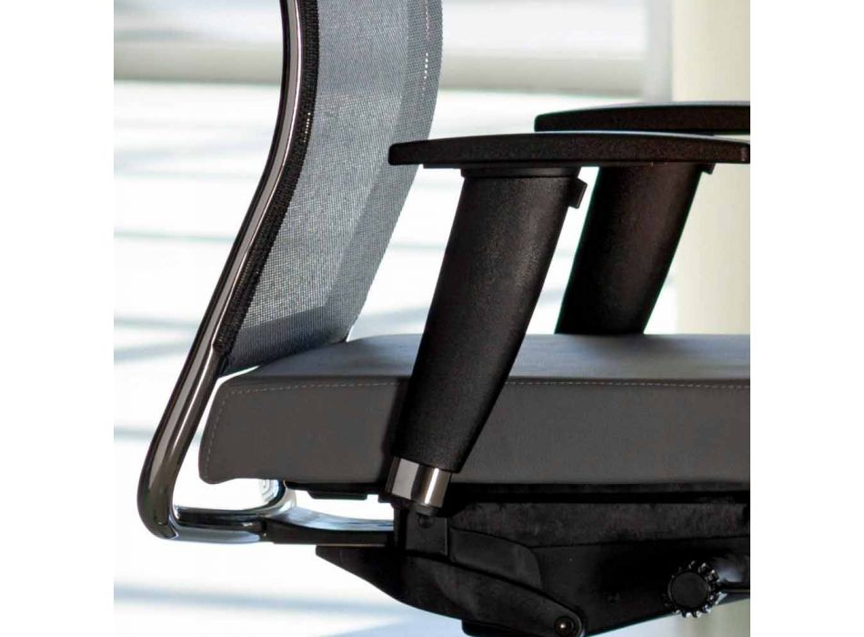 Scaun de birou pivotant ergonomic cu roți și tetieră - Gimiglia Viadurini