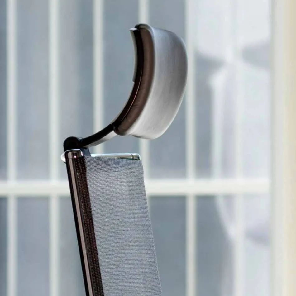 Scaun de birou pivotant ergonomic cu roți și tetieră - Gimiglia Viadurini