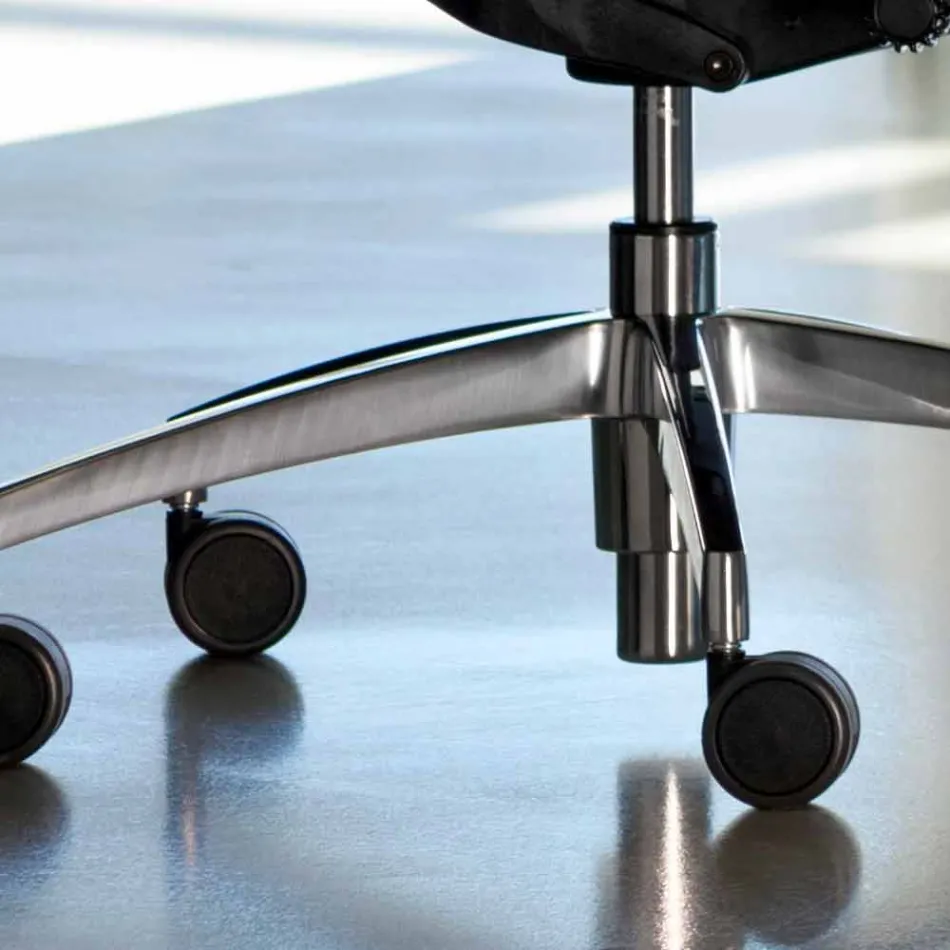 Scaun de birou pivotant ergonomic cu roți și tetieră - Gimiglia Viadurini