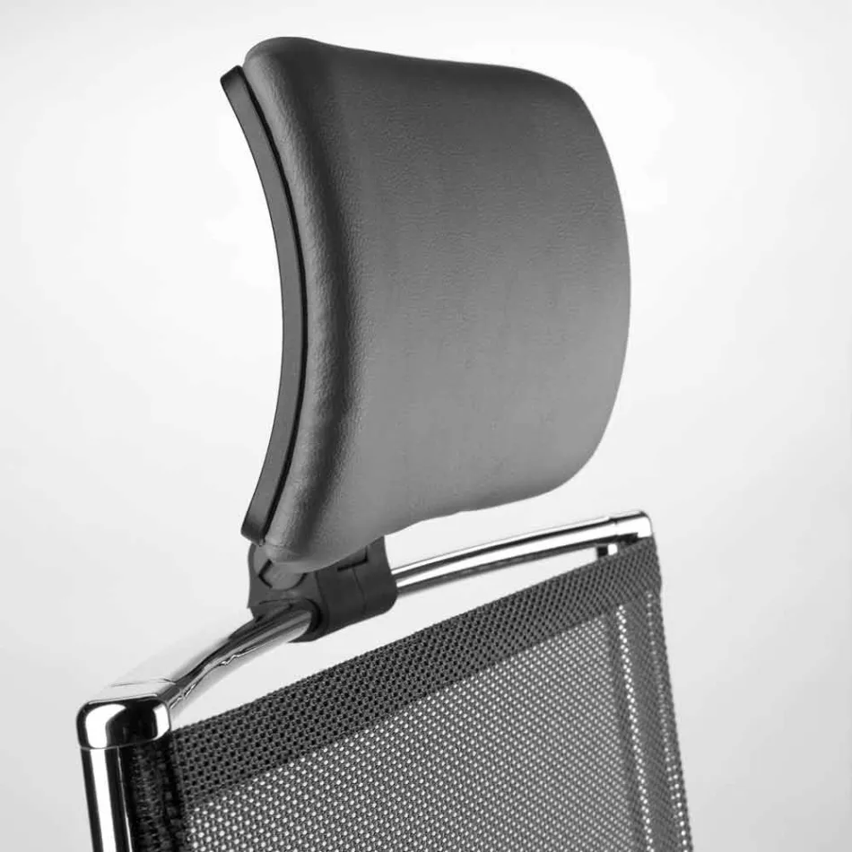 Scaun de birou pivotant ergonomic cu roți și tetieră - Gimiglia Viadurini