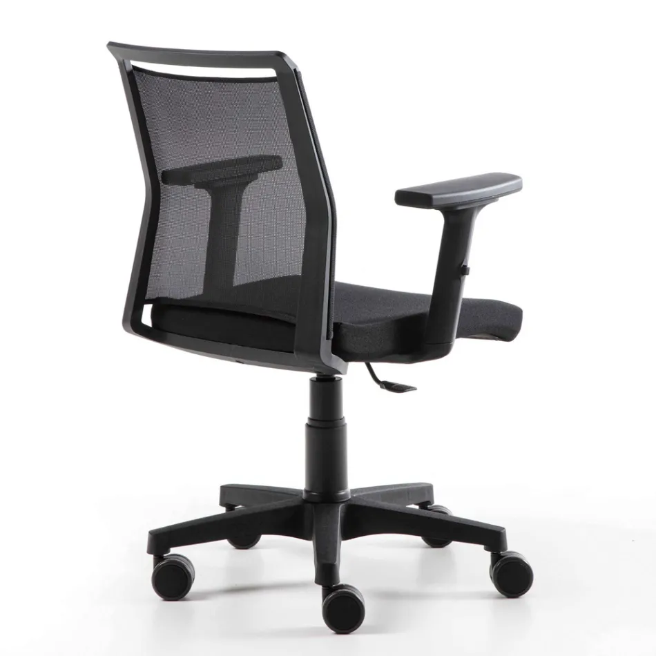 Fotoliu de birou pivotant din țesătură tehnică și plasă neagră - Daria Viadurini