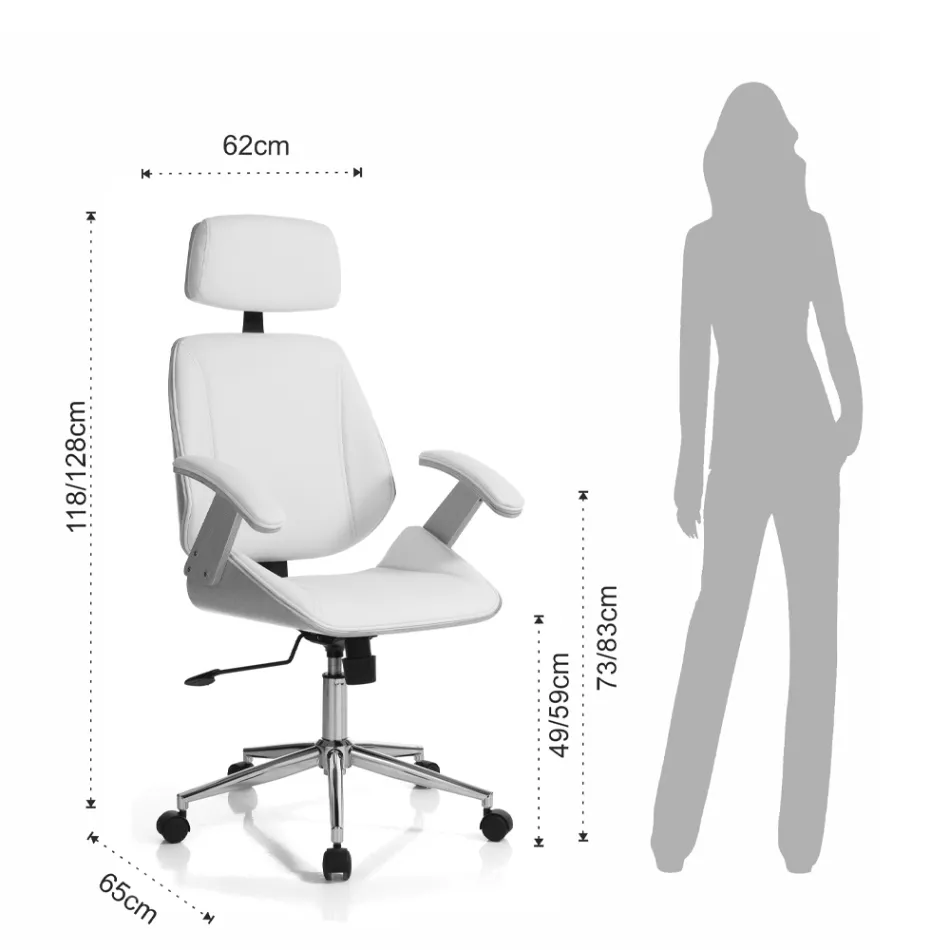 Fotoliu de birou din Lemn, Piele Sintetica si Metal - Alaccia Viadurini
