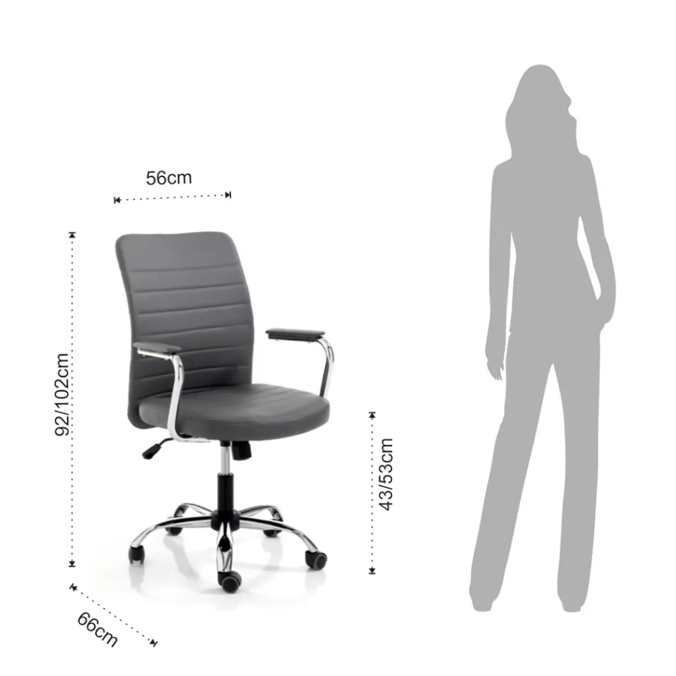 Fotoliu de birou din piele și lift reglabil cu gaz - Radon Viadurini