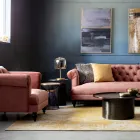 Fotoliu cu design clasic din lemn și efect de catifea gri sau roz - Sanny Viadurini