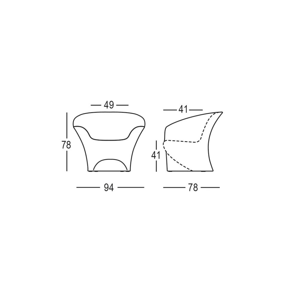 Fotoliu de design exterior din polietilena mata sau lacuita Made in Italy - Conda Viadurini