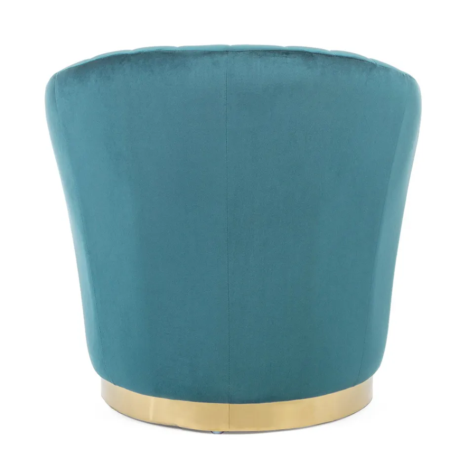 Fotoliu cu design elegant pentru living de lux din otel si catifea - Courtney Viadurini