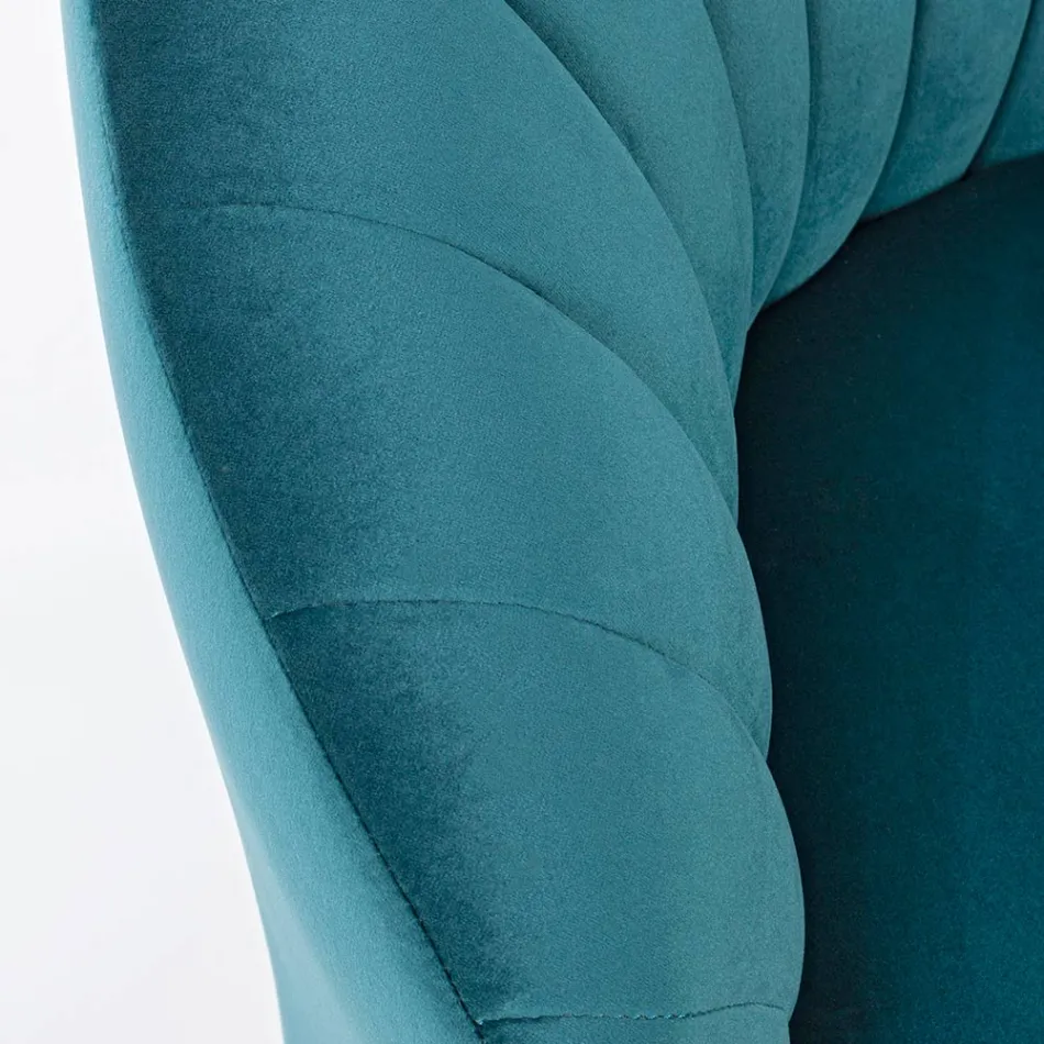 Fotoliu cu design elegant pentru living de lux din otel si catifea - Courtney Viadurini