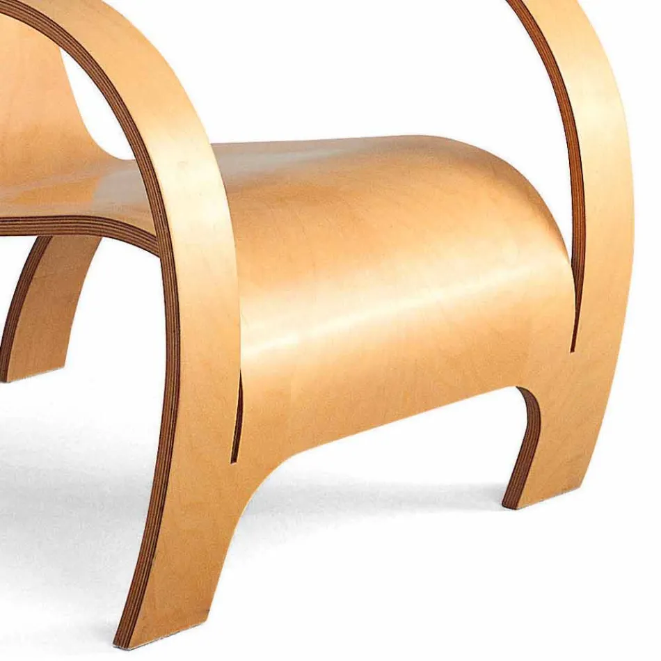 Fotoliu design din placaj negru sau finisaj mesteacan Made in Italy - Galatea Viadurini