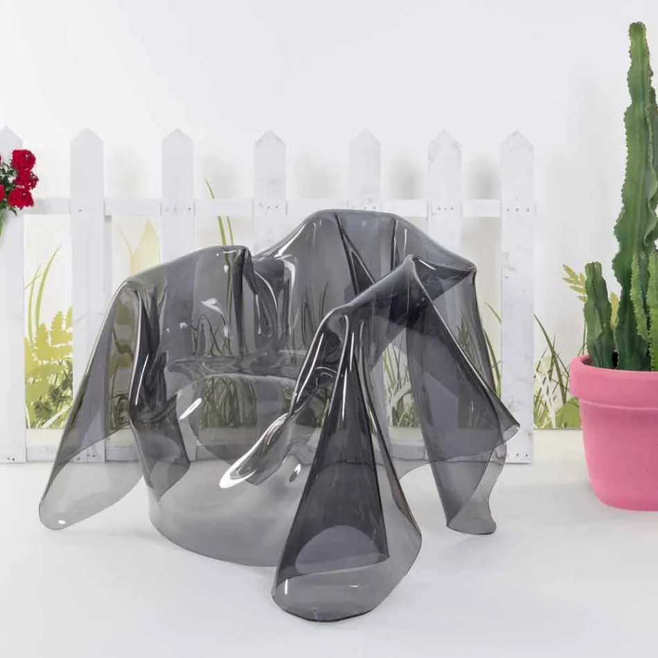 design modern Fotoliu afumat Plexiglas Paris, a făcut în Italia Viadurini