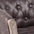 Fotoliu cu design clasic din lemn și scaun cu efect de piele ecologică - Katen Viadurini