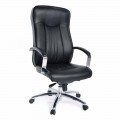 Fotoliu direcțional pivotant de birou cu scaun din piele și bază metalică - Virone