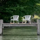 Fotoliu cu balansoar de gradina din lemn masiv si tesatura - inteligent de Varaschin Viadurini