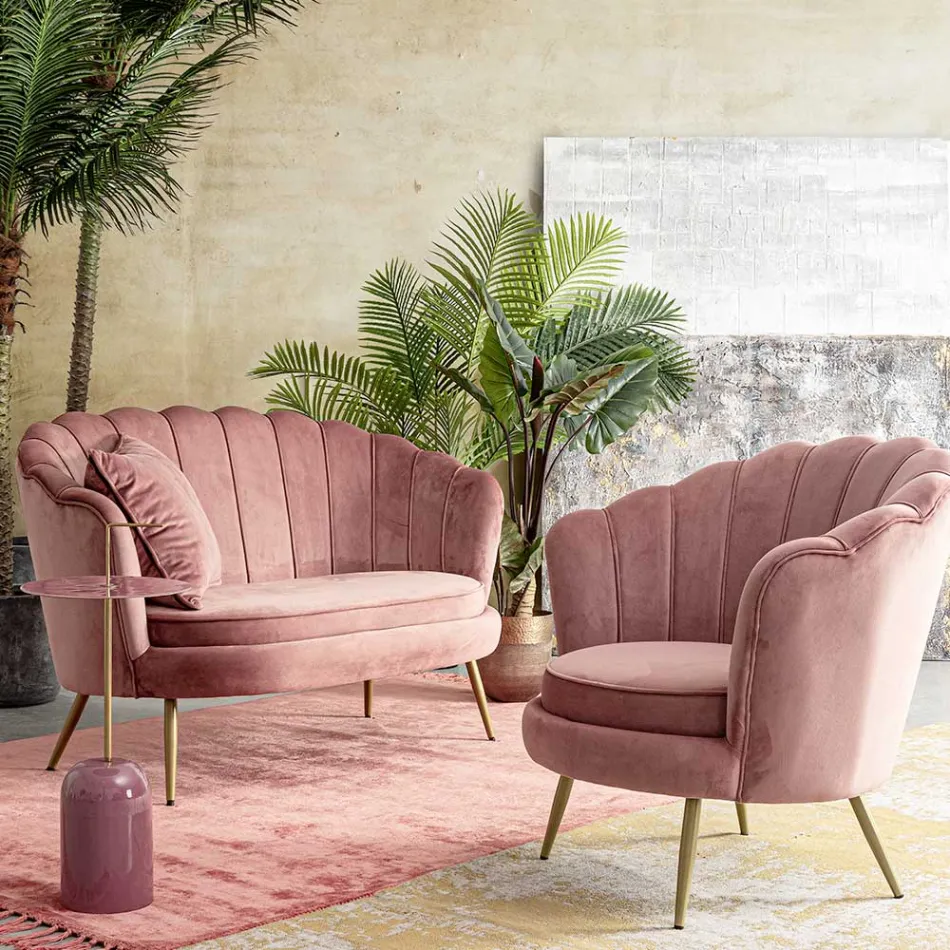 Fotoliu Sufragerie Tapițat Elegant Efect Catifea 3 Finisaje - Geppy Viadurini