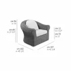 Fotoliu în aer liber din țesătură sintetică din ratan și țesătură albă sau ecru - Yves Viadurini