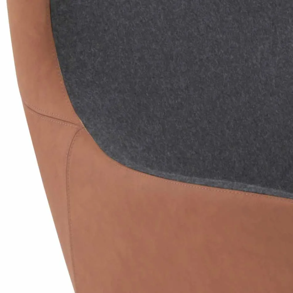 Fotoliu pivotant din piele cu bază din lemn Fabricat în Italia - Fluture Viadurini