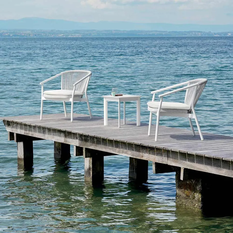 Fotoliu de grădină stivuibil din aluminiu și țesătură - inteligent de Varaschin Viadurini