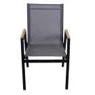 Fotoliu din aluminiu și textilenă cu brațe din lemn de poliester - Diary Viadurini