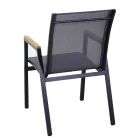 Fotoliu din aluminiu și textilenă cu brațe din lemn de poliester - Diary Viadurini