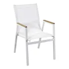 Fotoliu din aluminiu și textilenă cu brațe din lemn de poliester - Diary Viadurini