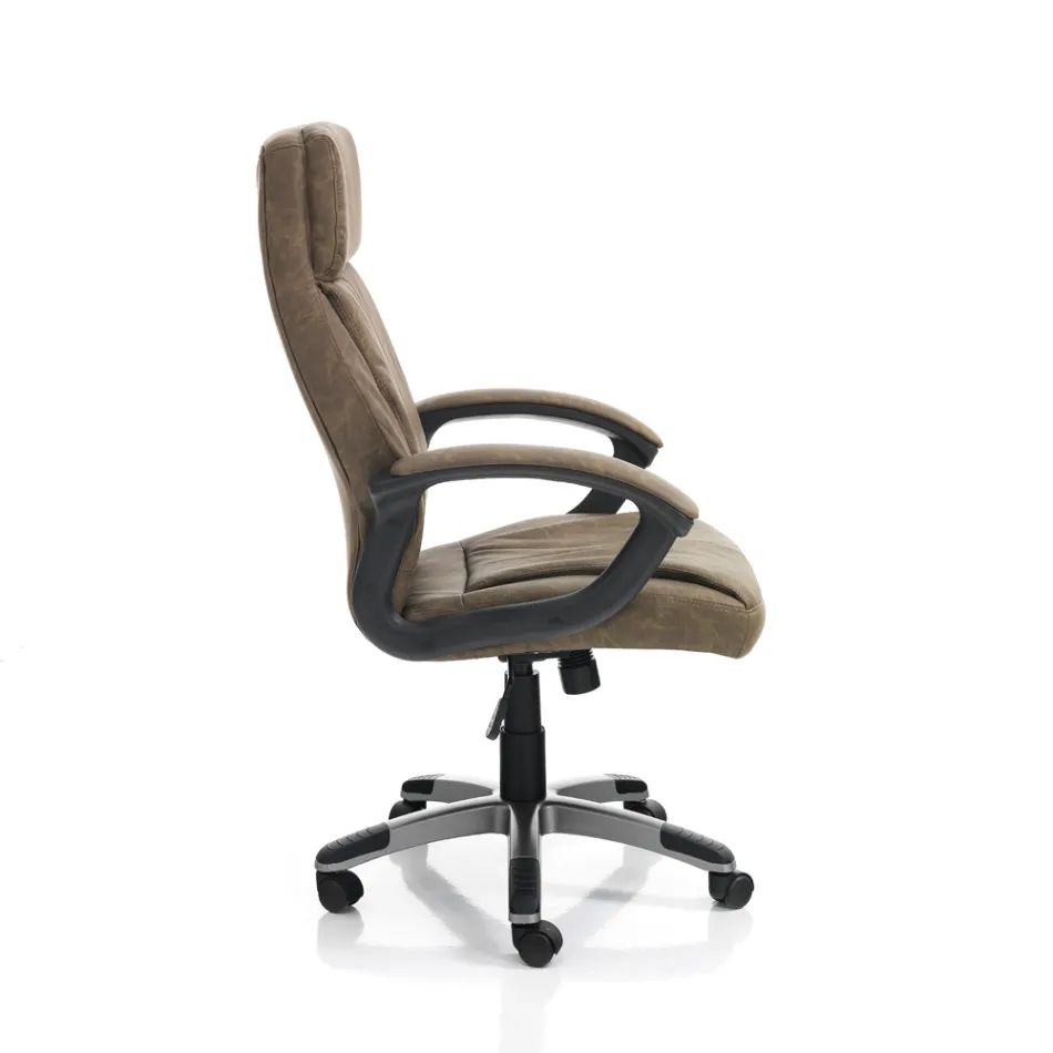 Fotoliu din Piele Sintetica Efect Invechit - Rodiu Viadurini