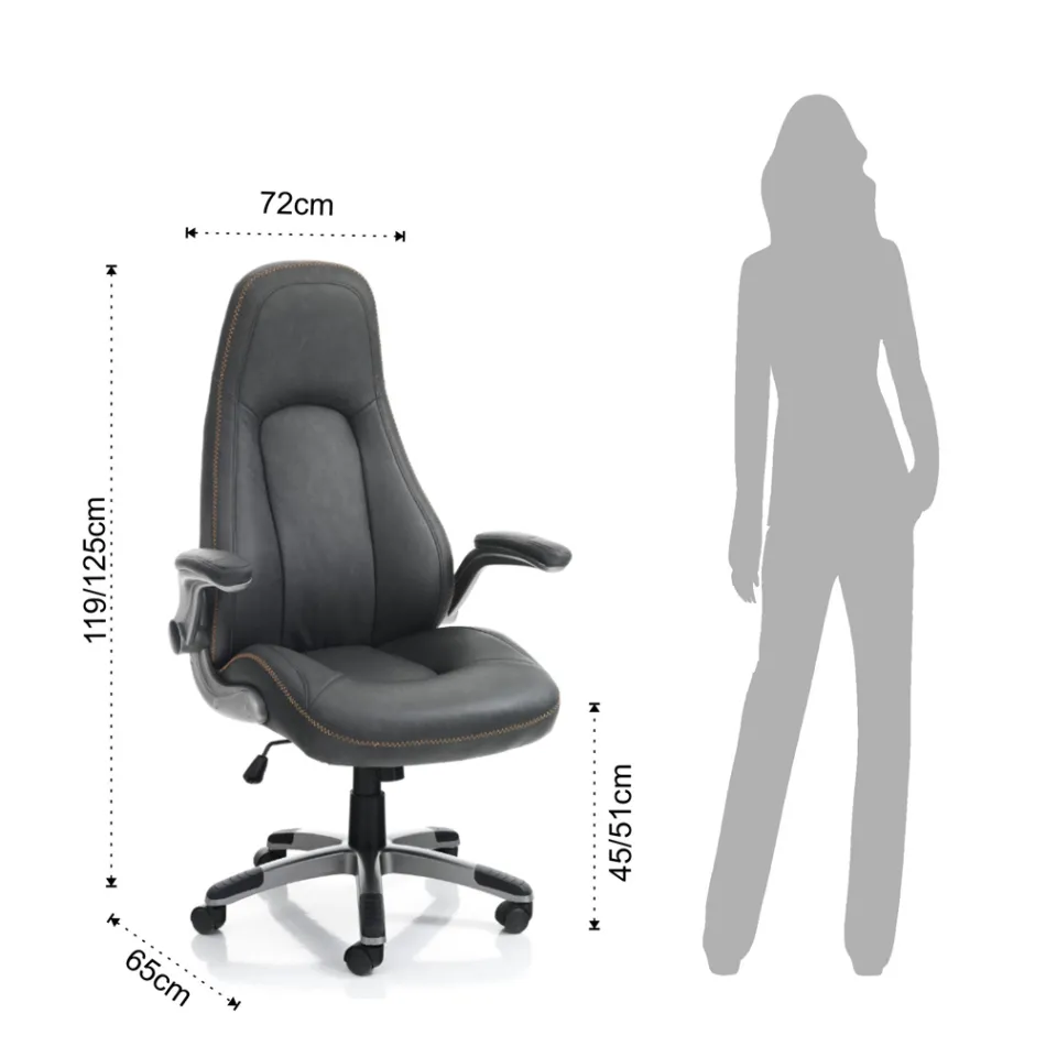 Fotoliu din Piele Sintetica Gri cu Efect Imbatranit - Renio Viadurini