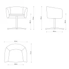 Fotoliu din stofă cu bază pivotantă din metal de lux Made in Italy - Bergen Viadurini