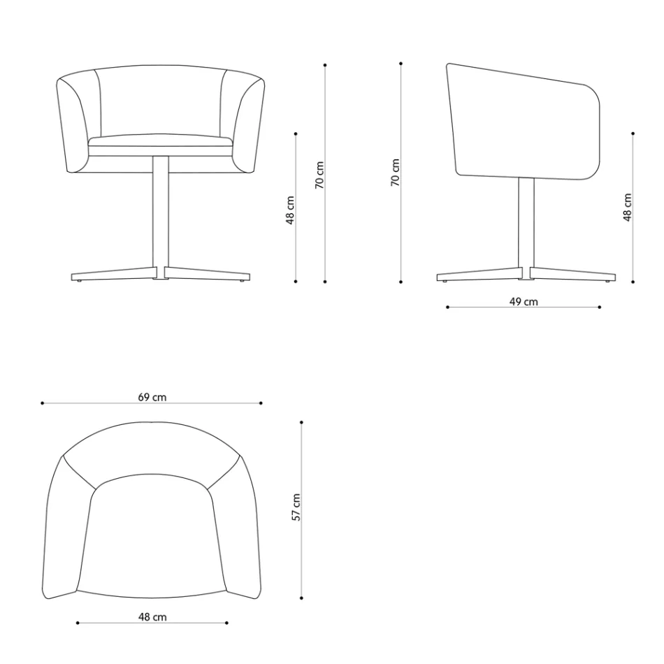 Fotoliu din stofă cu bază pivotantă din metal de lux Made in Italy - Bergen Viadurini