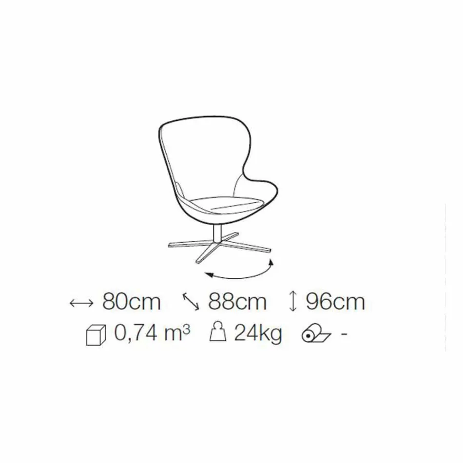 Fotoliu din stofă cu bază pivotantă din metal prețios Fabricat în Italia - Papaya Viadurini