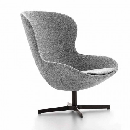 Fotoliu din stofă cu bază pivotantă din metal prețios Fabricat în Italia - Papaya Viadurini