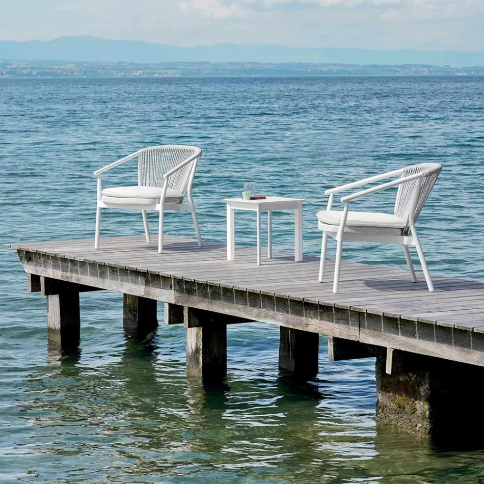 Fotoliu Lounge de grădină Tesatura tapițată și aluminiu - Smart by Varaschin Viadurini