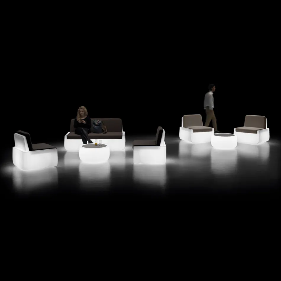 Fotoliu de exterior luminos din polietilena cu perna Made in Italy - Belida Viadurini