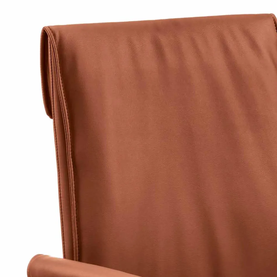 Fotoliu fabricat în Italia acoperit cu piele Niles, design modern Viadurini