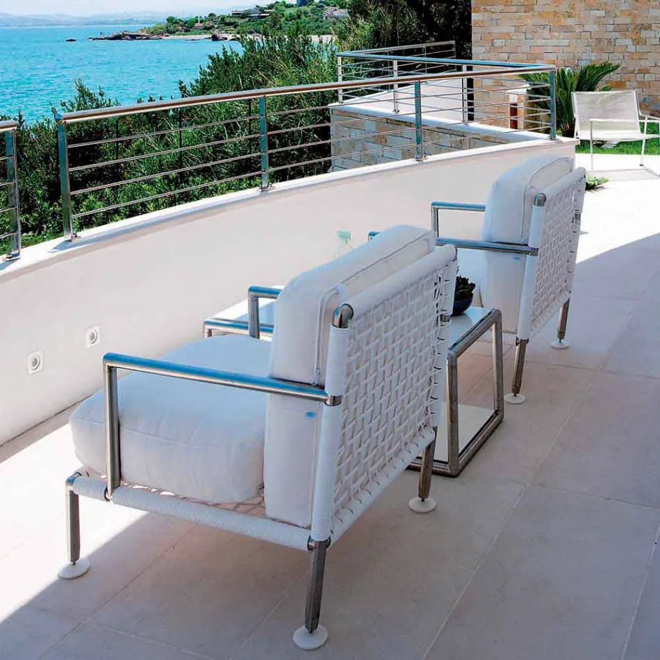 Fotoliu modern din oțel și PVC negru sau alb pentru exterior - Ontario2 Viadurini