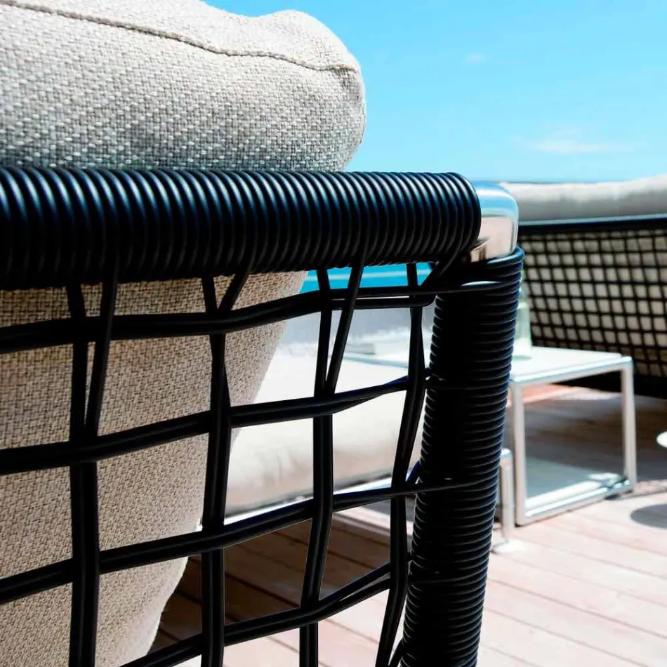 Fotoliu modern din oțel și PVC negru sau alb pentru exterior - Ontario2 Viadurini